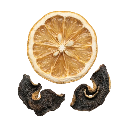 Dried citrus slices and lemon wheel