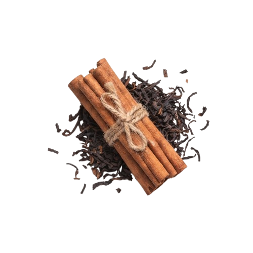 Cinnamon sticks bundle and loose black tea